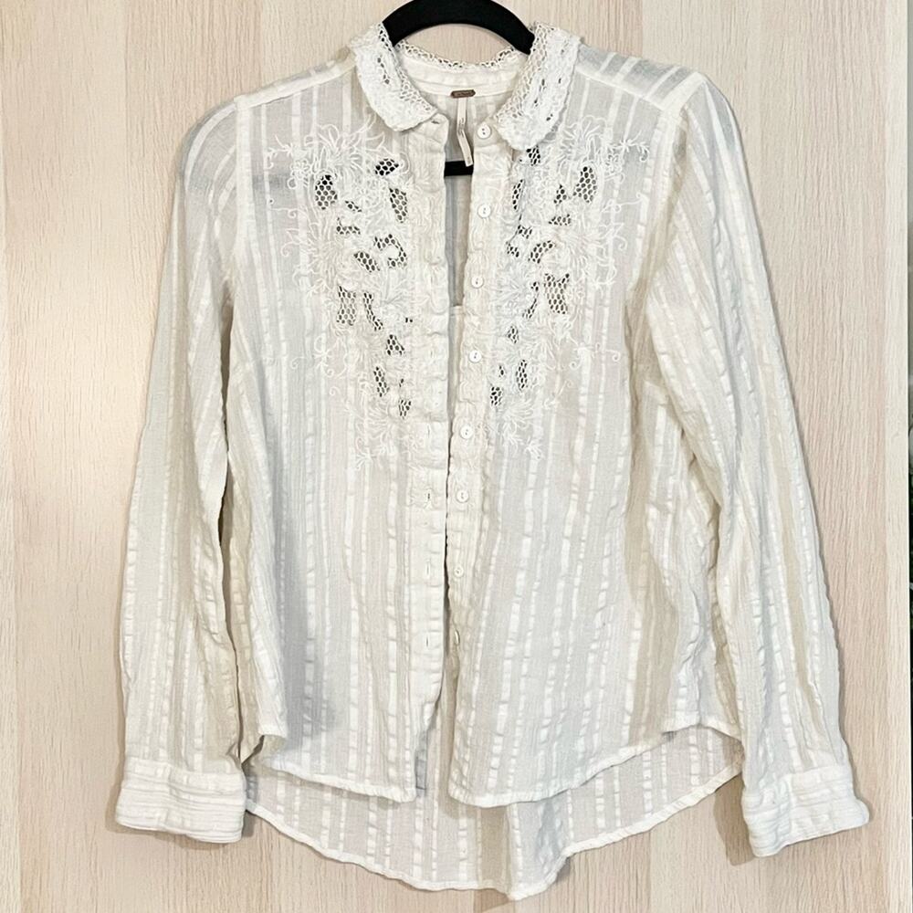 Free People Carter Dobby Top Embroidered Top